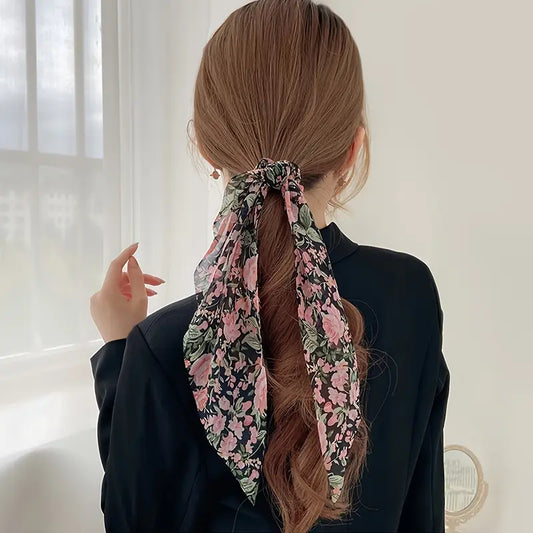 Floral Chiffon Scarf Hair Ties