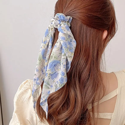 Floral Chiffon Scarf Hair Ties