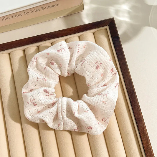 Carmine Flowers Scrunchie