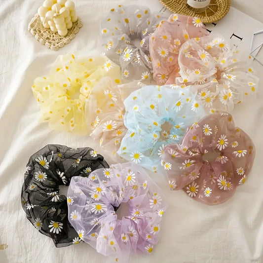 Daisy Mesh Scrunchies