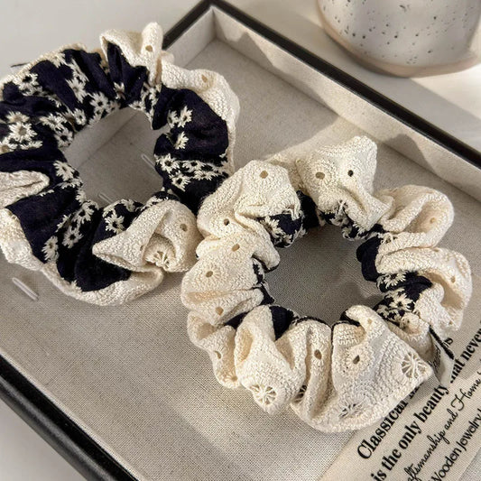 Black N White Lace Scrunchie