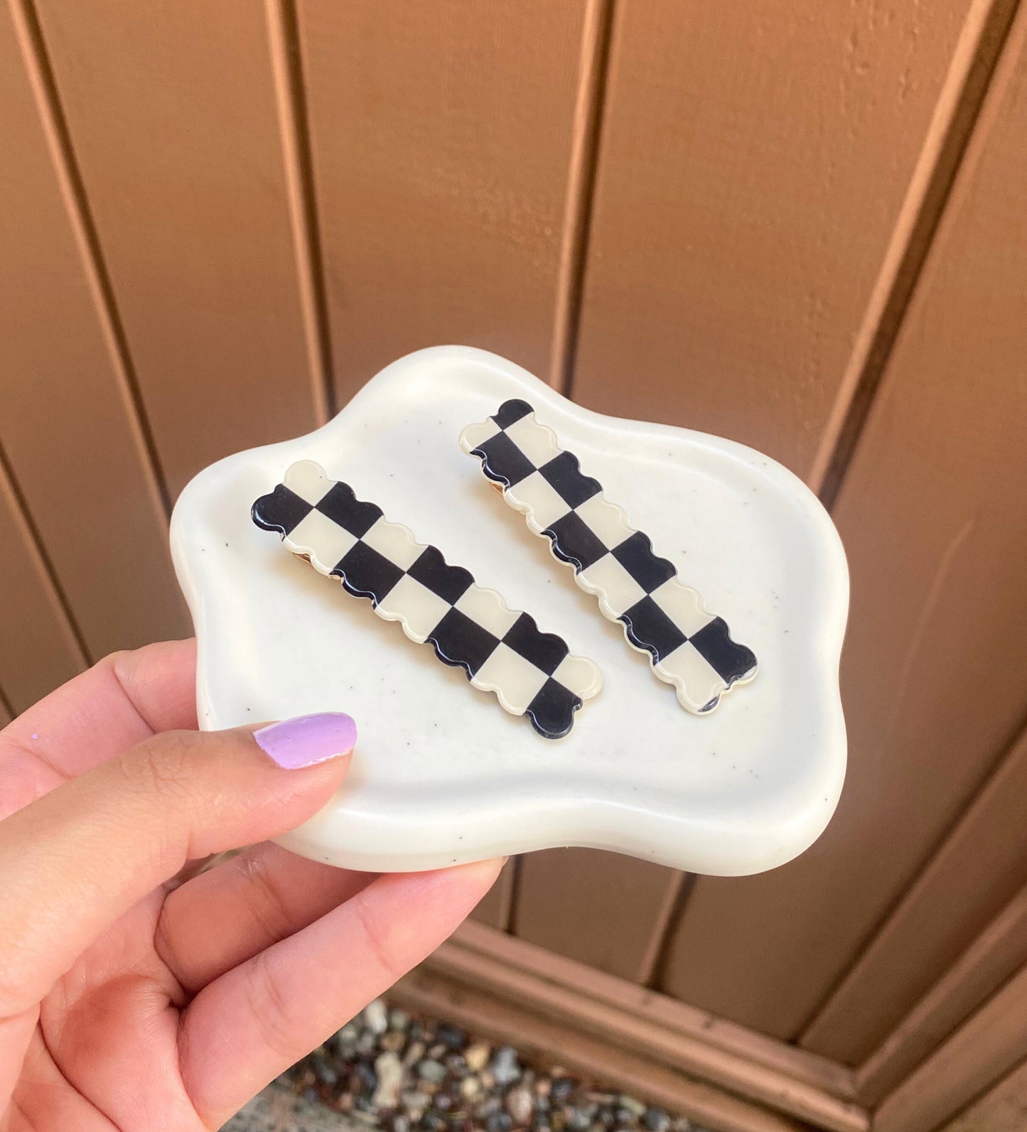Classy Checkered Hair Clips