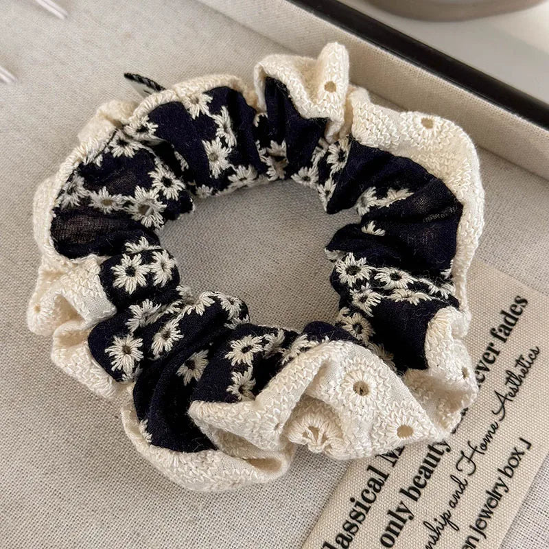 Black N White Lace Scrunchie