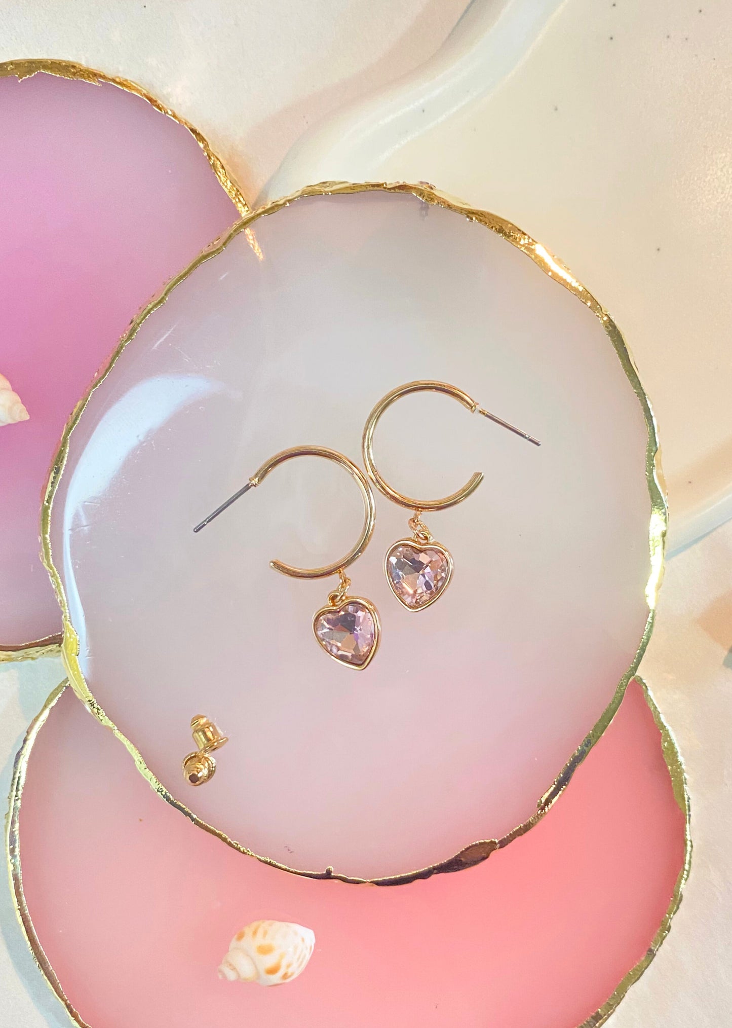 Soft Pink Heart Earrings