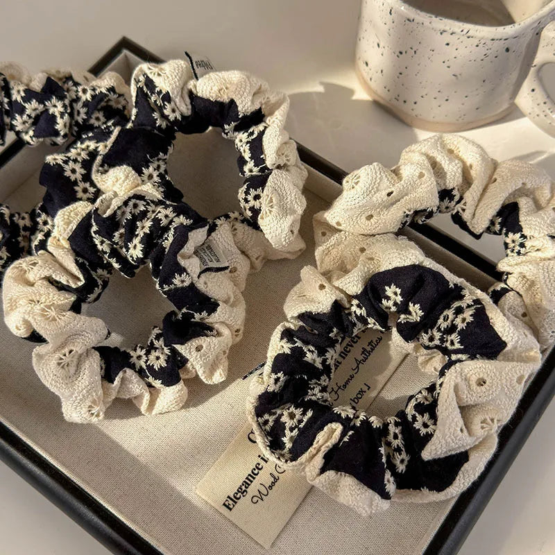 Black N White Lace Scrunchie
