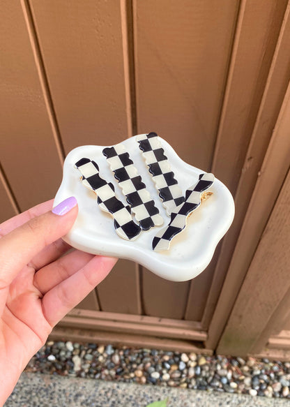 Classy Checkered Hair Clips