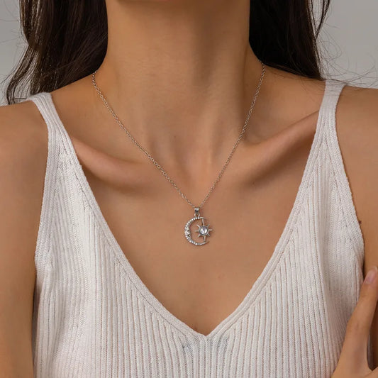 Silver Moonstar Necklace