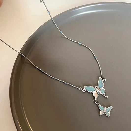 Blue Butterfly Necklace