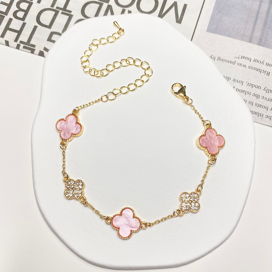 Pink Four Leaf Bracelet