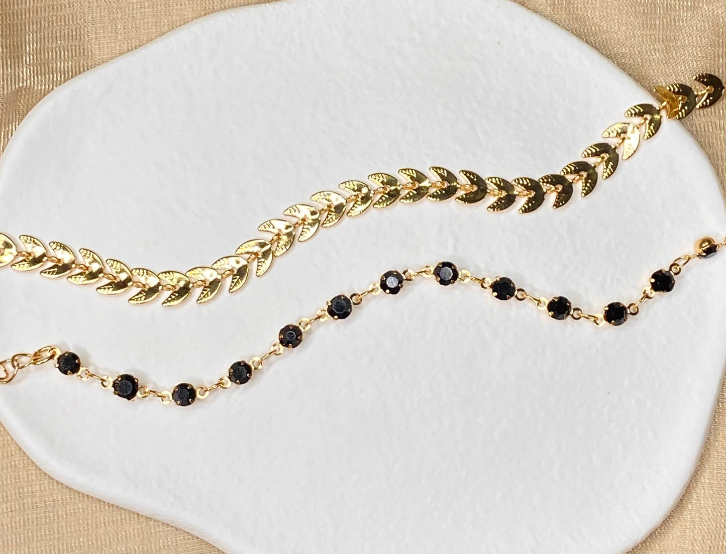 Black Braided Leaf Bracelets