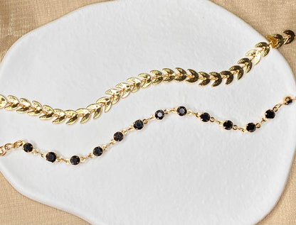 Black Braided Leaf Bracelets
