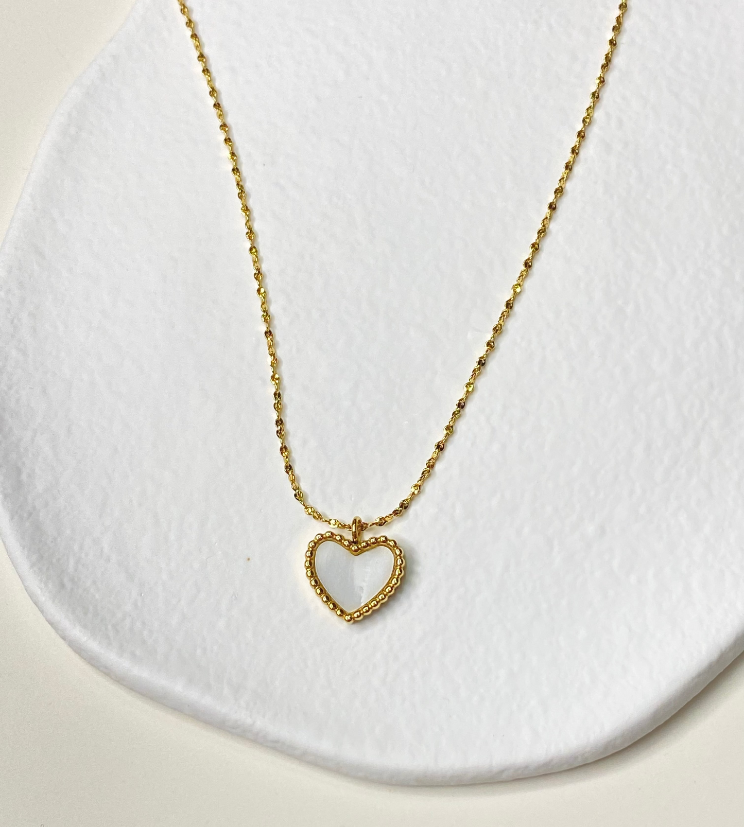 Gold White Heart Pendant