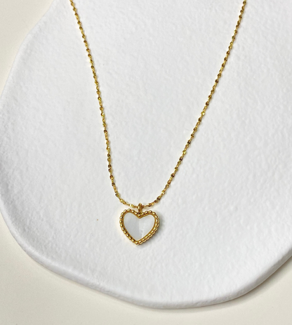 Gold White Heart Pendant