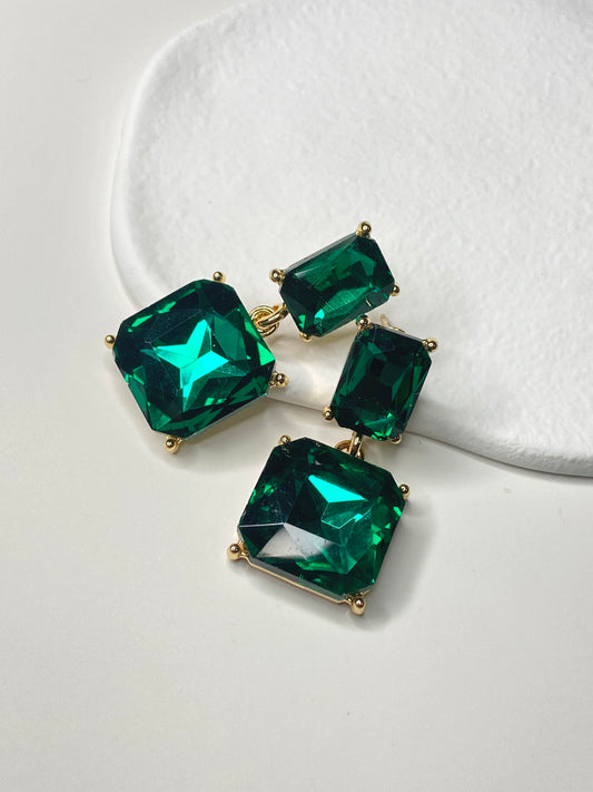 Big Green Crystal Earring