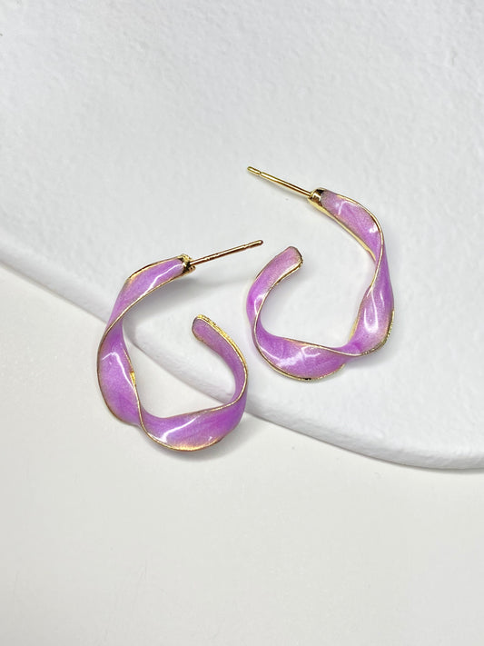 Purple Spiral Hoop Earrings