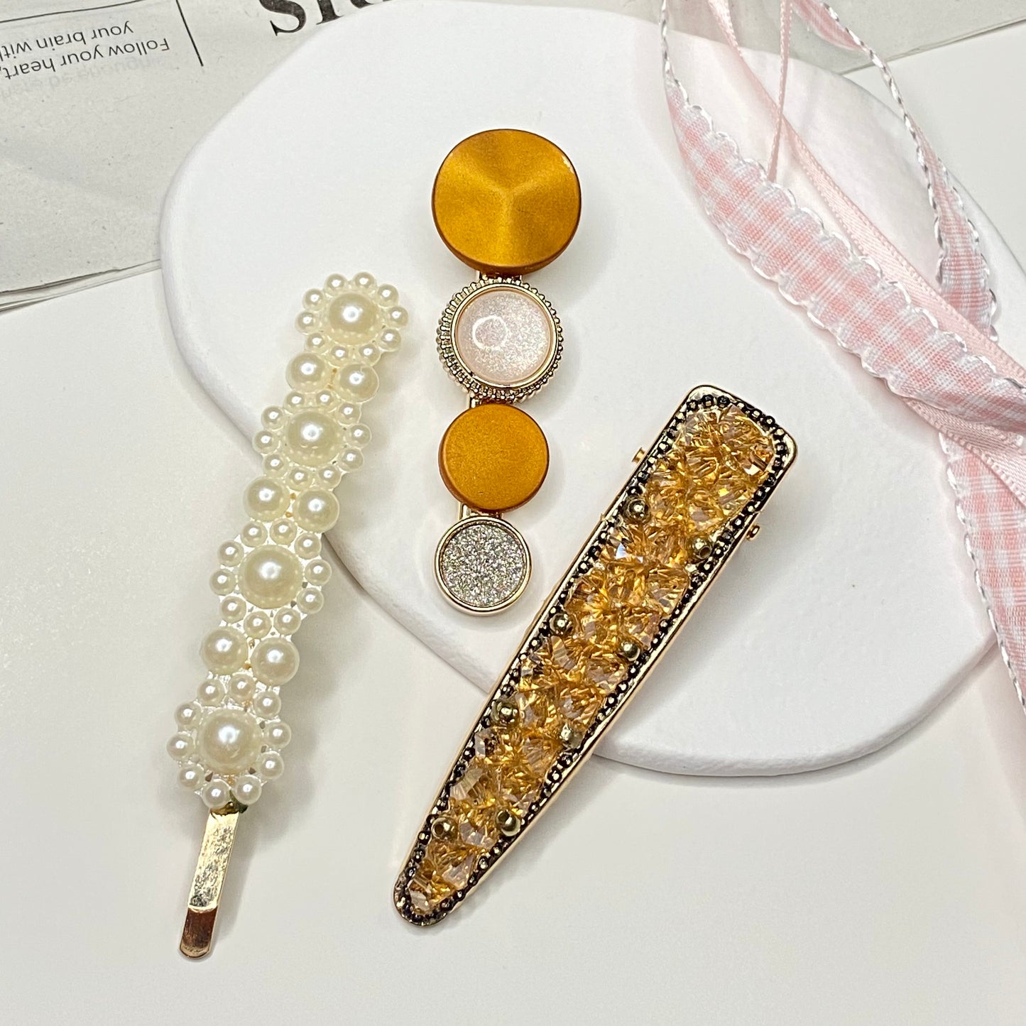 Orange Pearl Hairpins