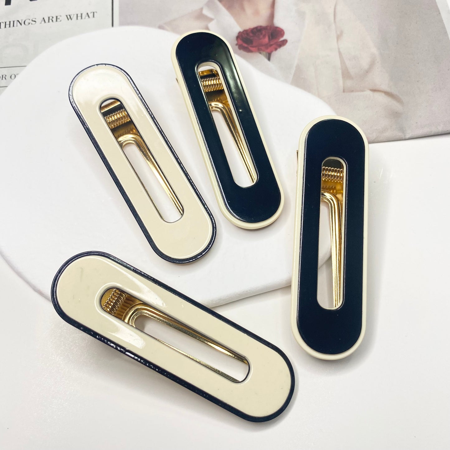 Black N White Hairpins