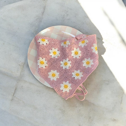 Daisy Flower Knitted Scarf
