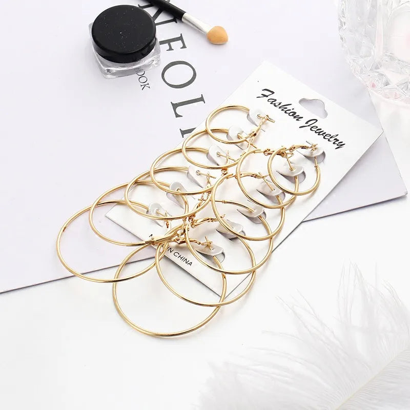 Retro Hoop Gold Earrings