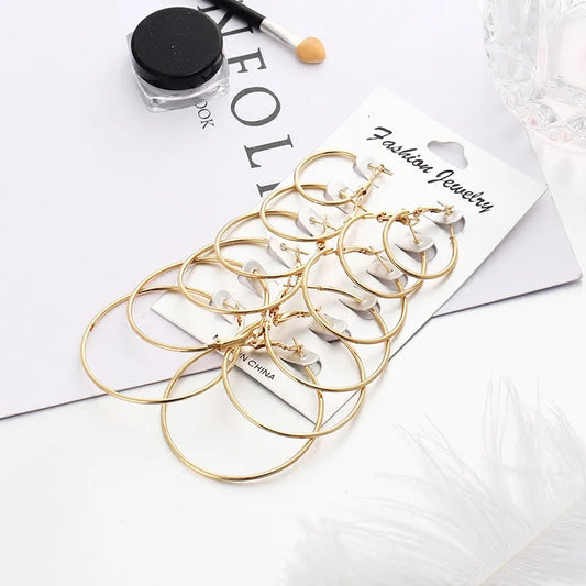 Retro Hoop Gold Earrings