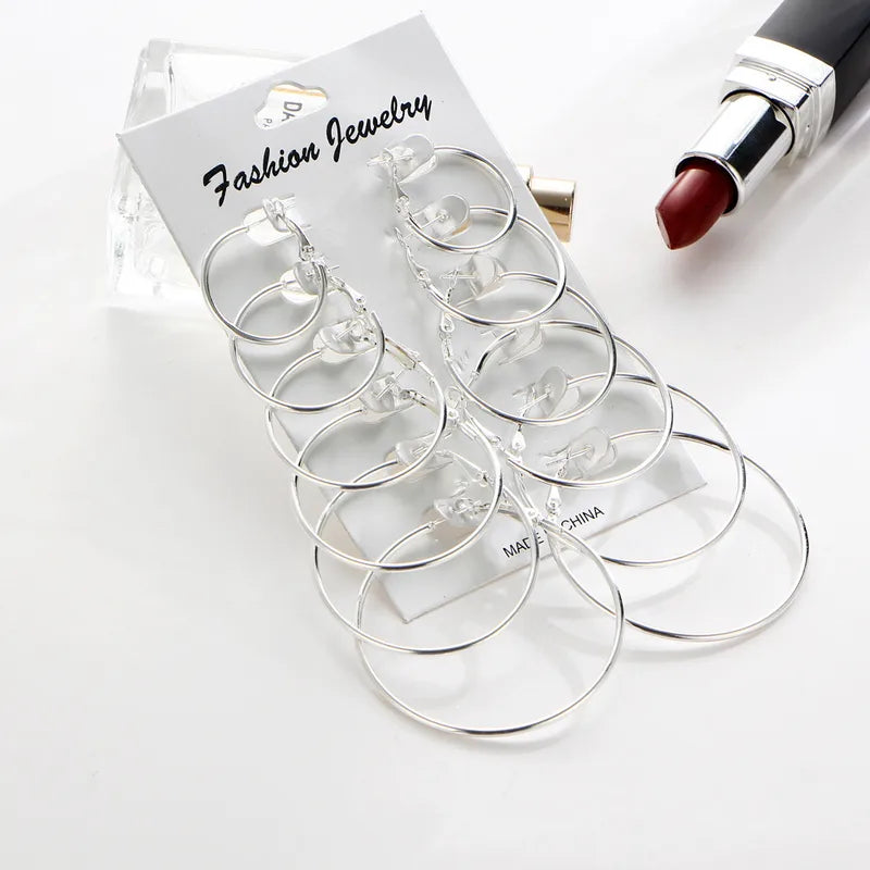 Retro Hoop Silver Earrings