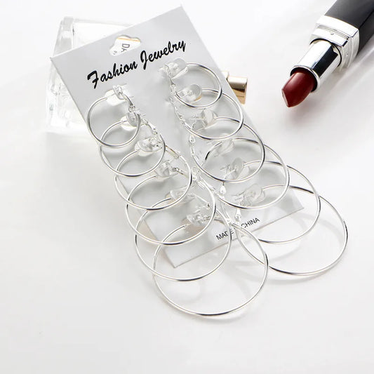 Retro Hoop Silver Earrings