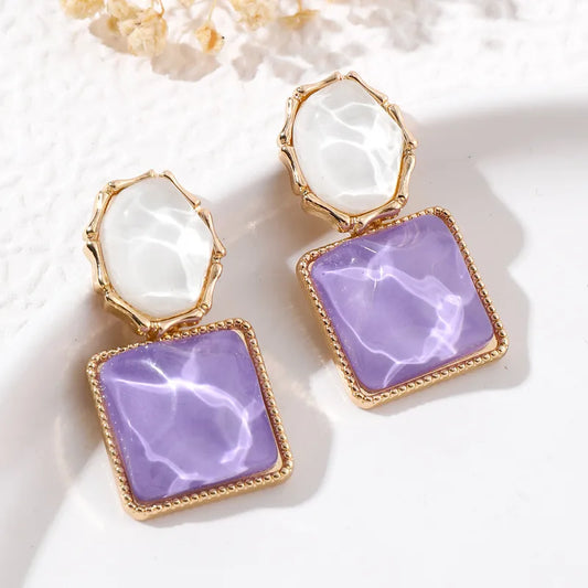 Lady Square Resin Drop Earrings