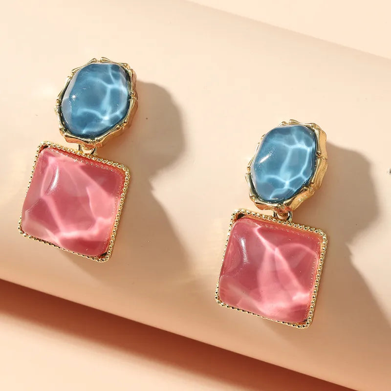 Lady Square Resin Drop Earrings