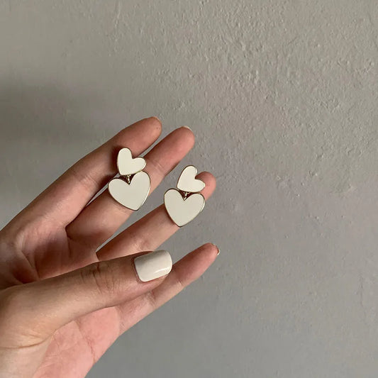White Hearts Earrings