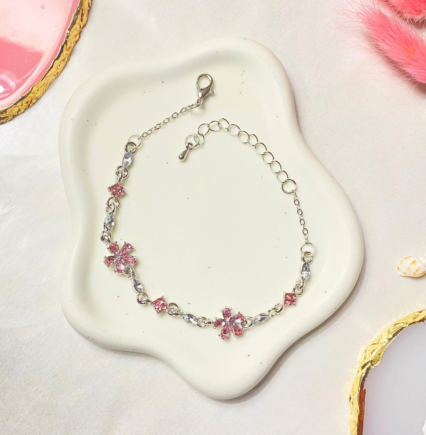 Pink Flower Bracelet