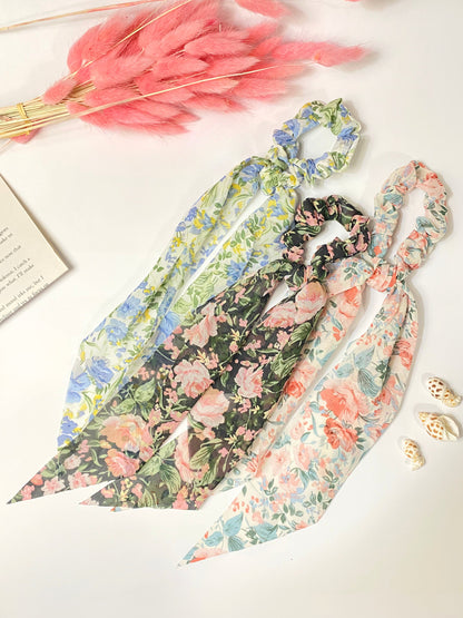 Floral Chiffon Scarf Hair Ties
