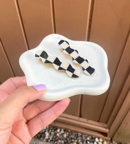 Classy Checkered Hair Clips