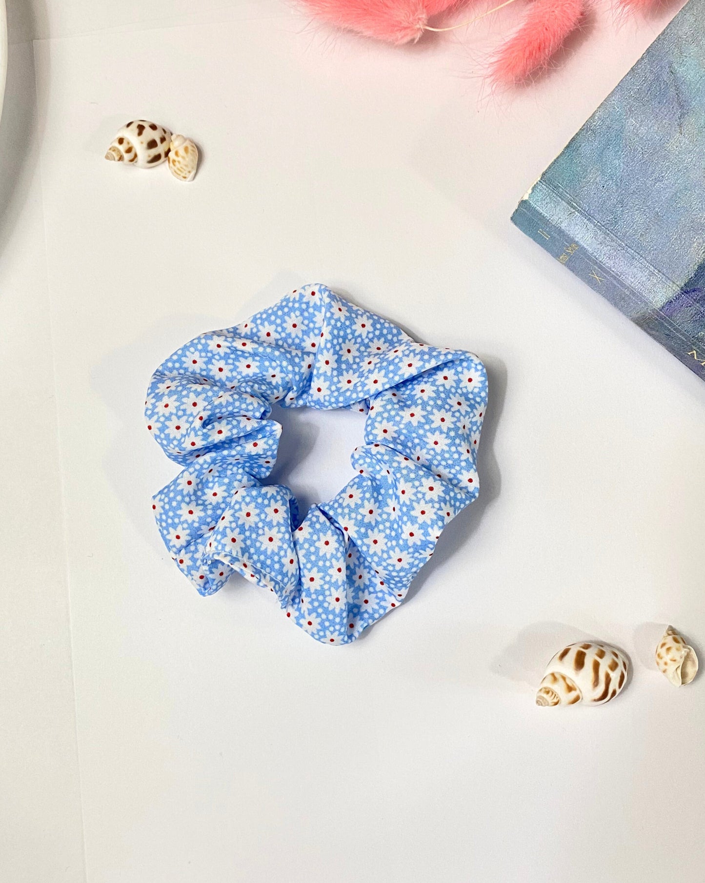 Blue Mixed Pattern Scrunchies