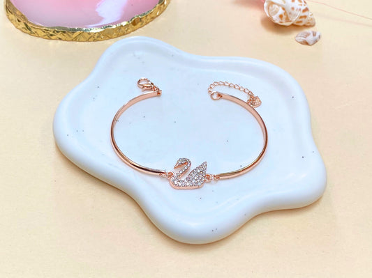 Gold White Swan Bracelet